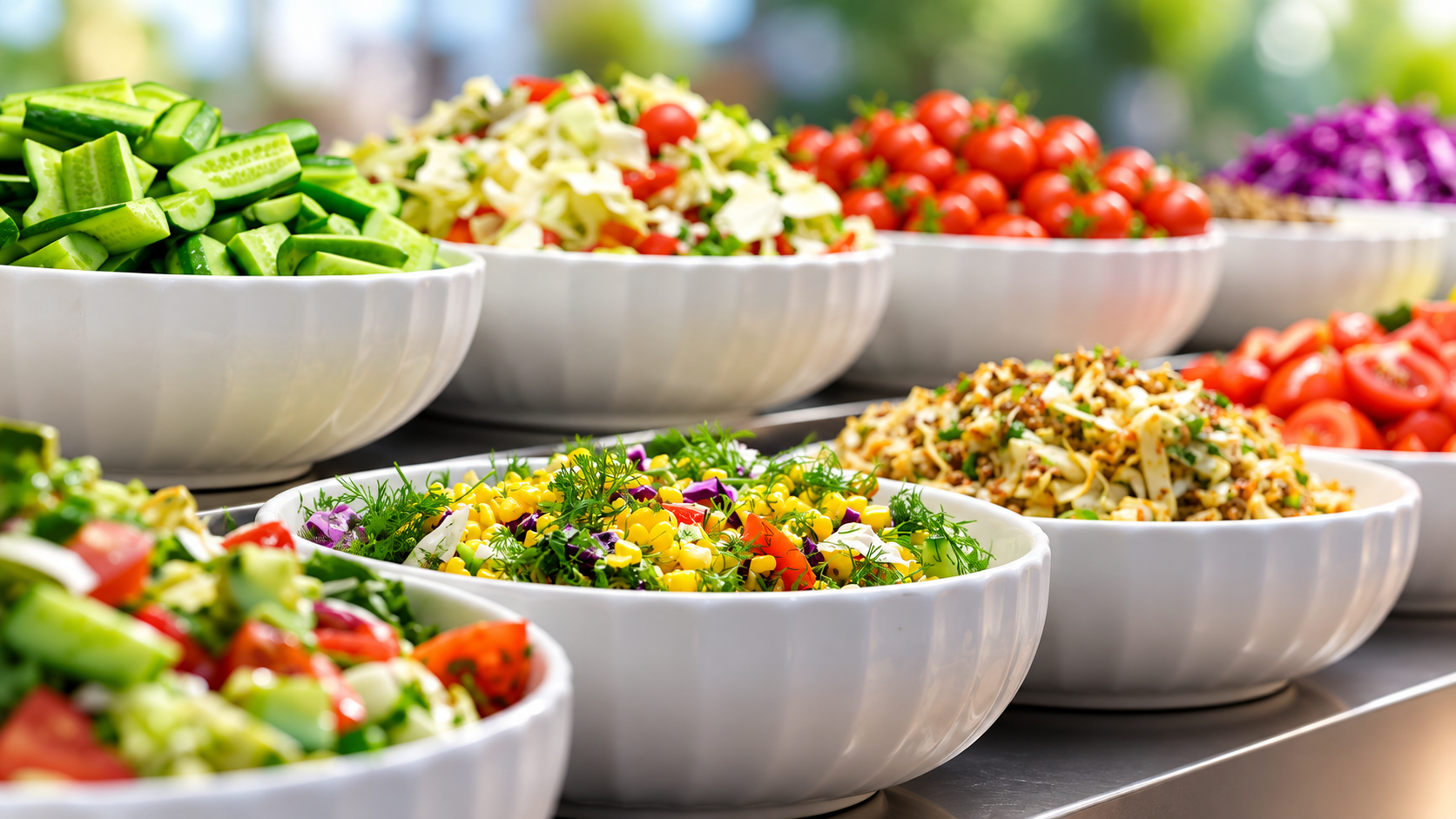 Frische Salate und Gemüse für das Mittagessen