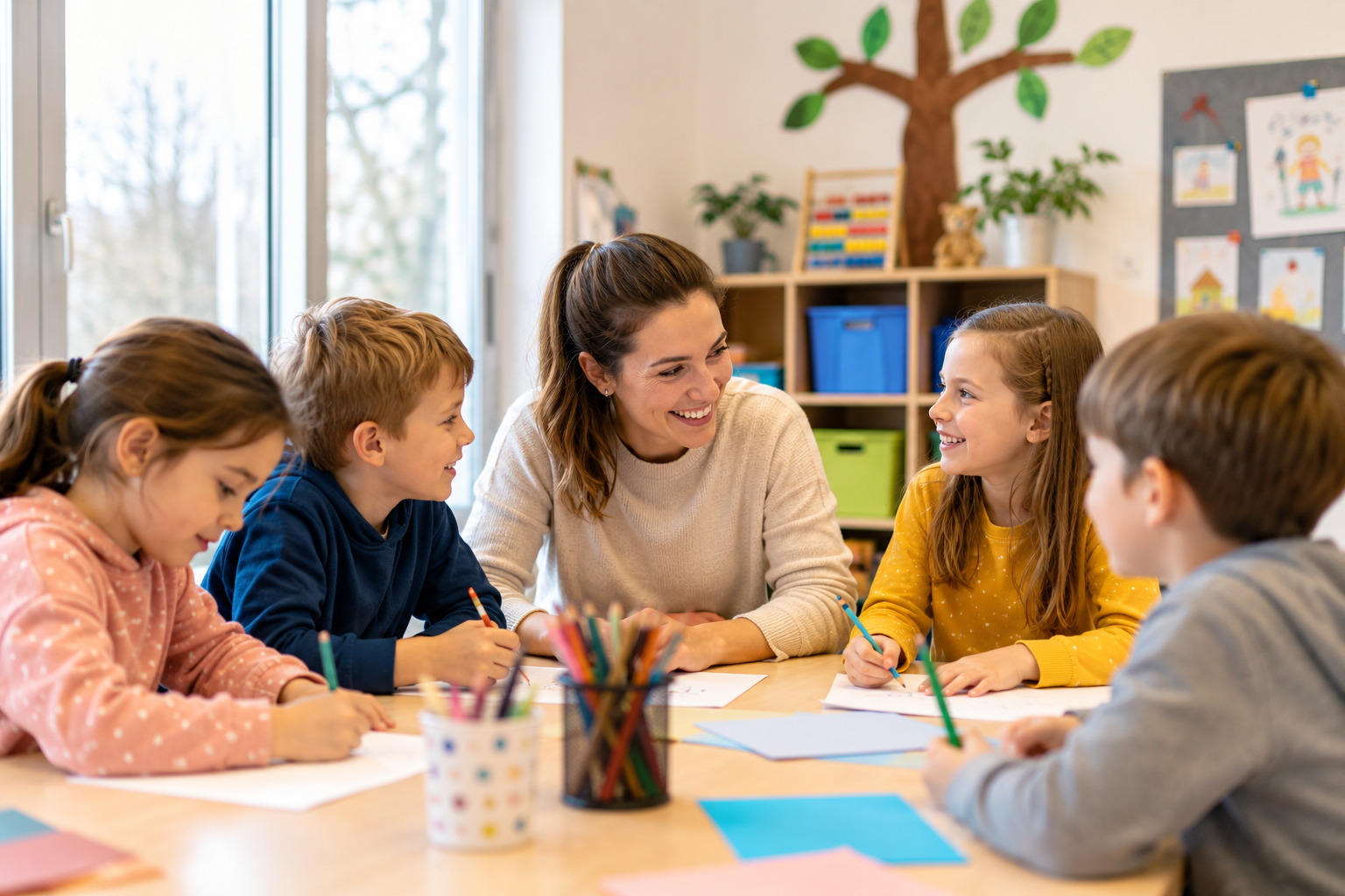 Kinder während einer gemeinsamen Aktivität im Offenen Ganztag